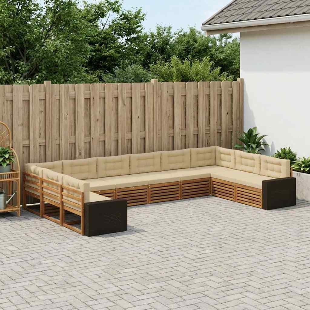 vidaXL Zestawy sof z poduszką 10 pcs Lite Drewno Akacji