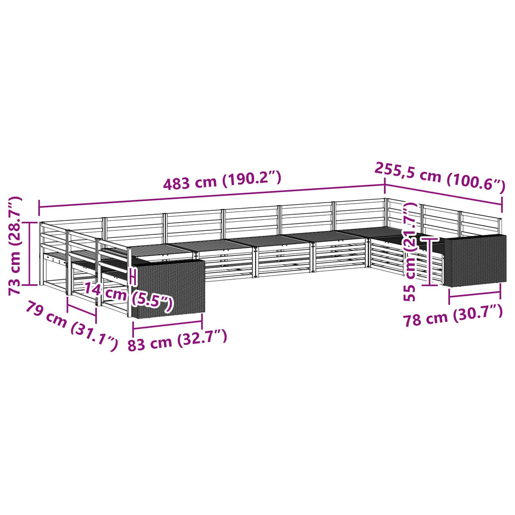 vidaXL Zestawy sof 10 pcs Lite Drewno Akacji
