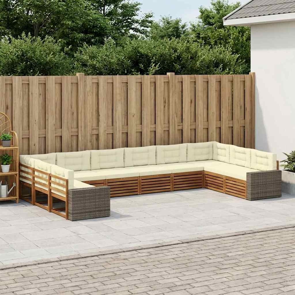 vidaXL Zestawy sof z poduszką 10 pcs Lite Drewno Akacji