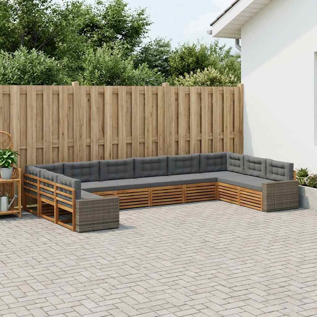vidaXL Zestawy sof z poduszką 10 pcs Lite Drewno Akacji