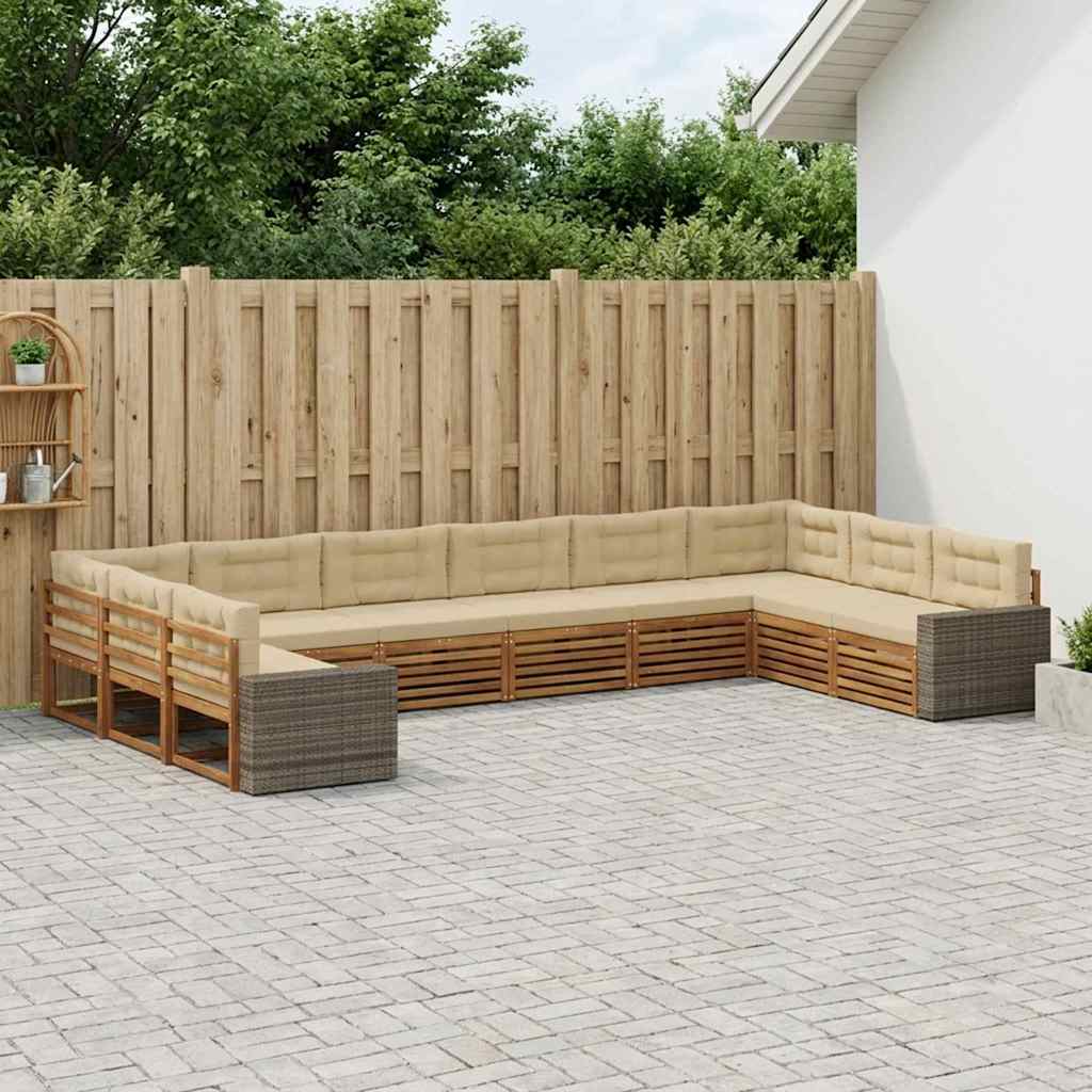 vidaXL Zestawy sof z poduszką 10 pcs Lite Drewno Akacji