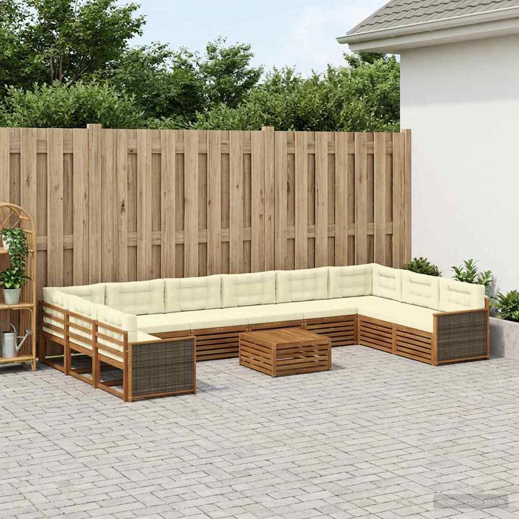 vidaXL Zestawy sof z poduszką 11 pcs Lite Drewno Akacji