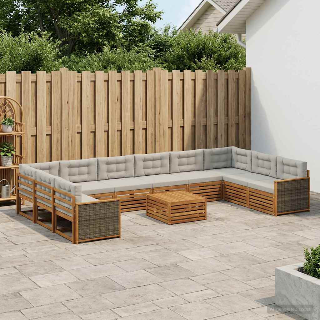 vidaXL Zestawy sof z poduszką 11 pcs Lite Drewno Akacji