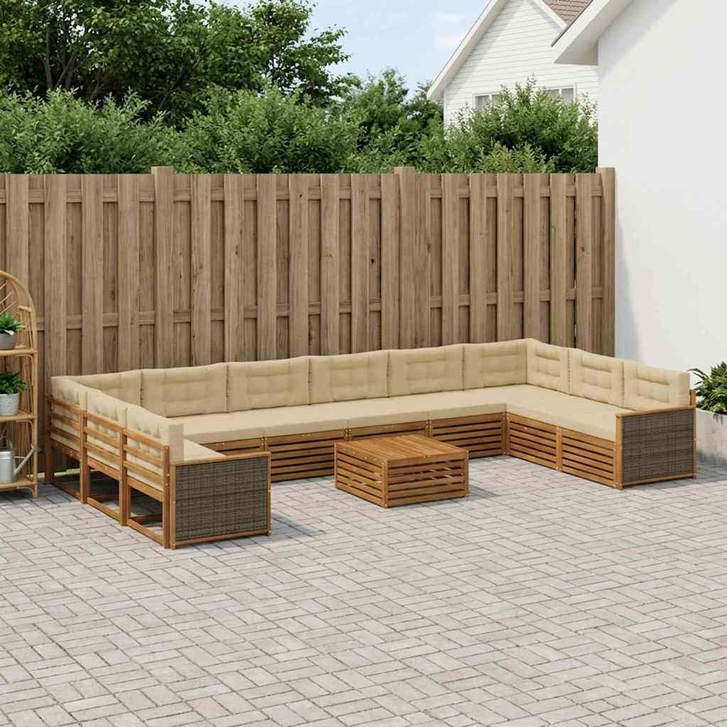 vidaXL Zestawy sof z poduszką 11 pcs Lite Drewno Akacji