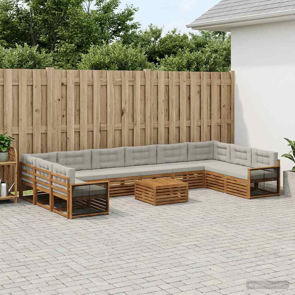 vidaXL Zestawy sof z poduszką 11 pcs Lite Drewno Akacji