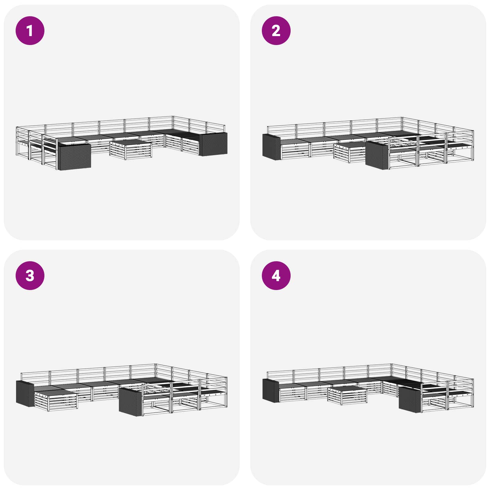 vidaXL Zestawy sof 11 pcs Lite Drewno Akacji