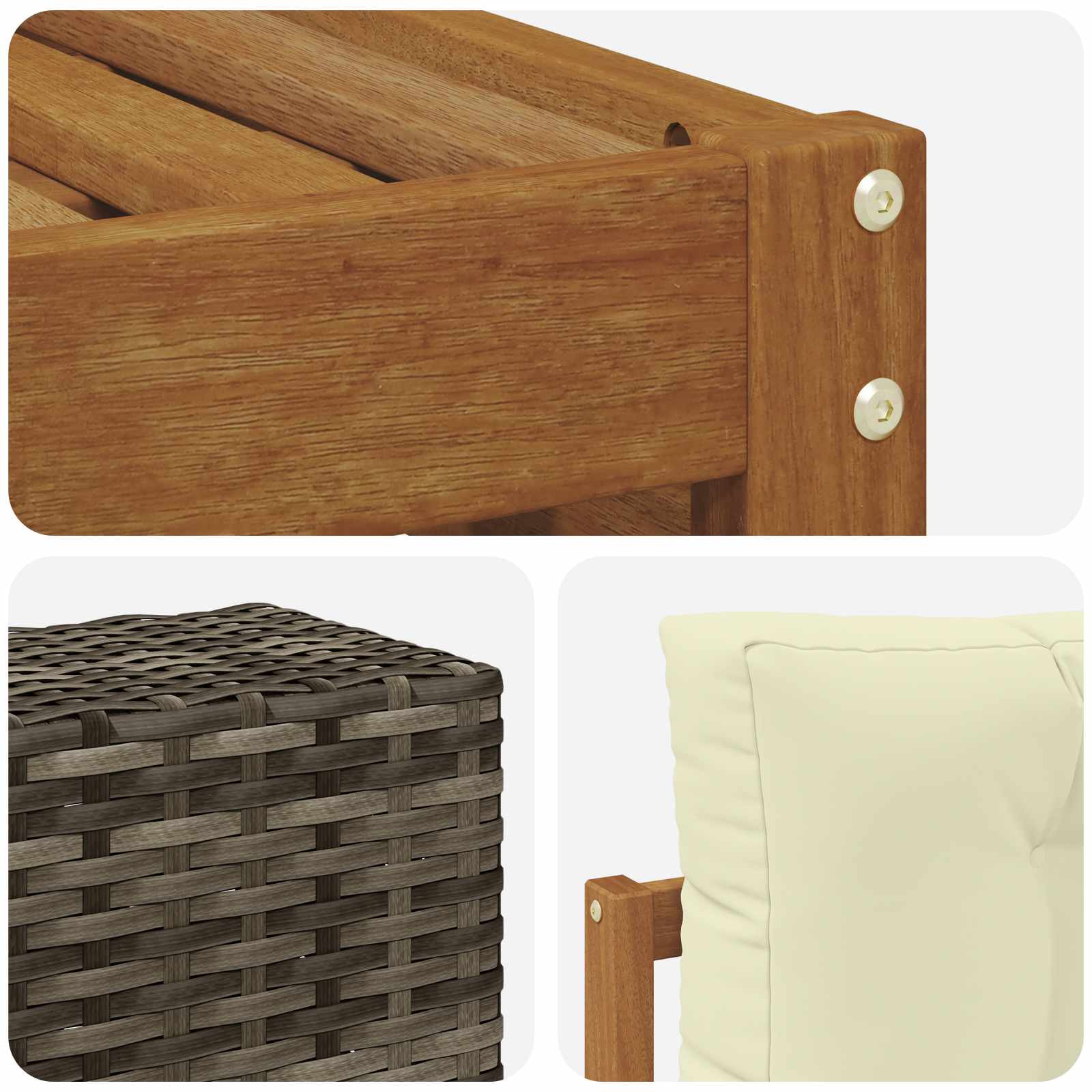 vidaXL Zestawy sof z poduszką 11 pcs Lite Drewno Akacji