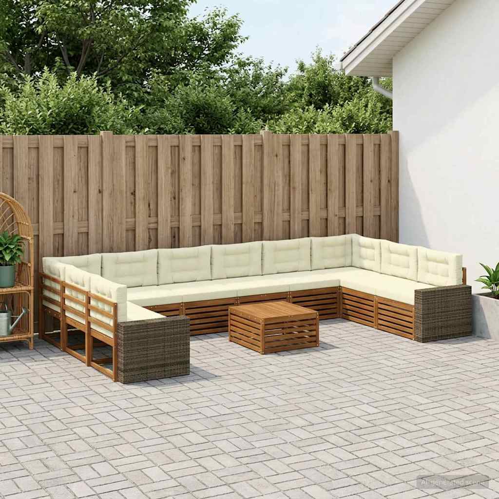 vidaXL Zestawy sof z poduszką 11 pcs Lite Drewno Akacji