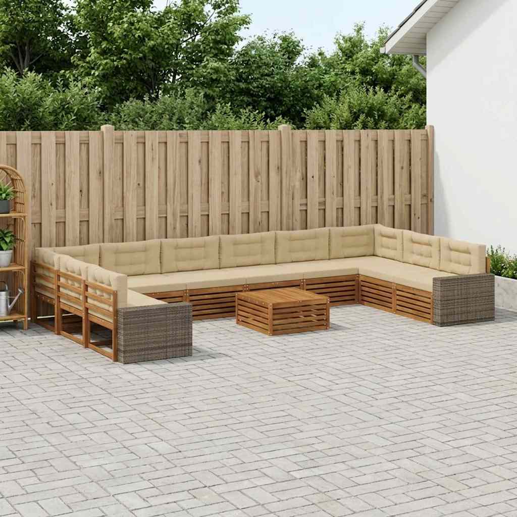 vidaXL Zestawy sof z poduszką 11 pcs Lite Drewno Akacji