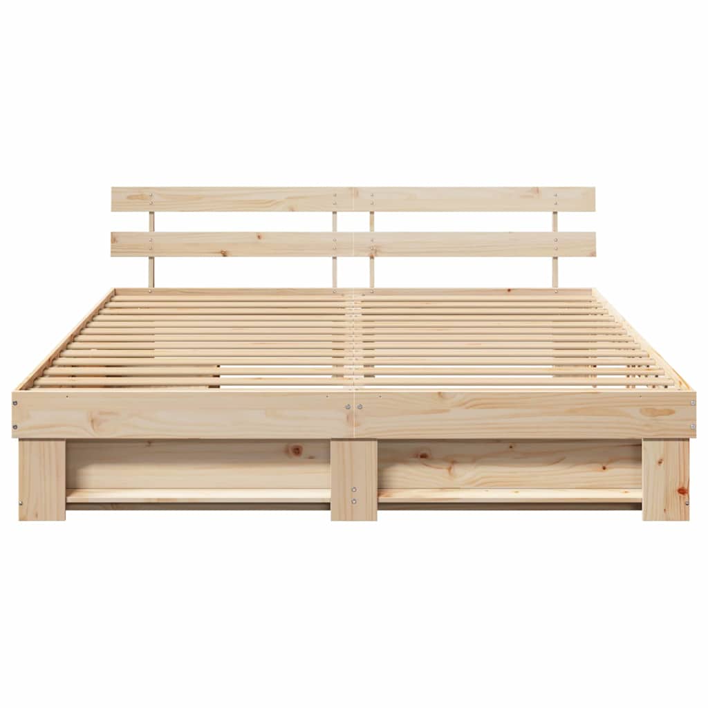 vidaXL Ramka łóżka z szufladą Brązowy 200 x 200 cm Lite drewno sosnowe