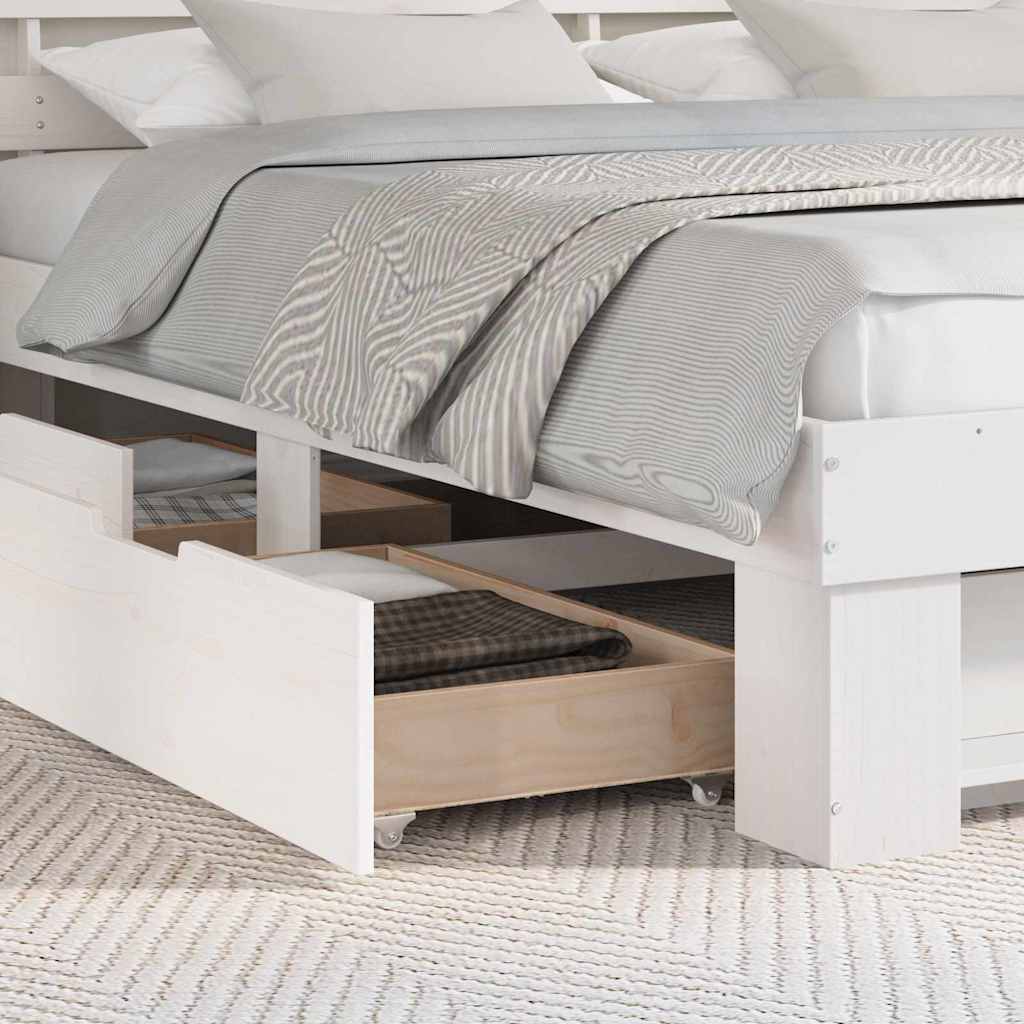 vidaXL Ramka łóżka Z zagłówkiem Biały 200 x 200 cm Lite drewno sosnowe