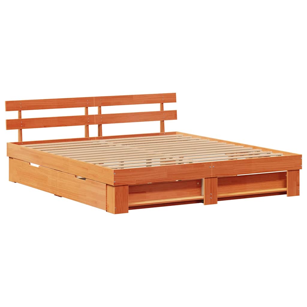 vidaXL Ramka łóżka Woskowy Brąz 200 x 200 cm Lite drewno sosnowe