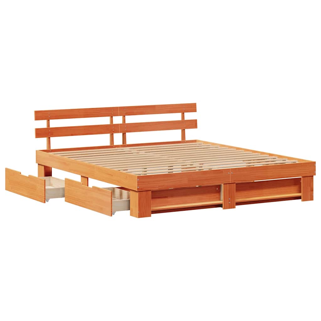 vidaXL Ramka łóżka Woskowy Brąz 200 x 200 cm Lite drewno sosnowe
