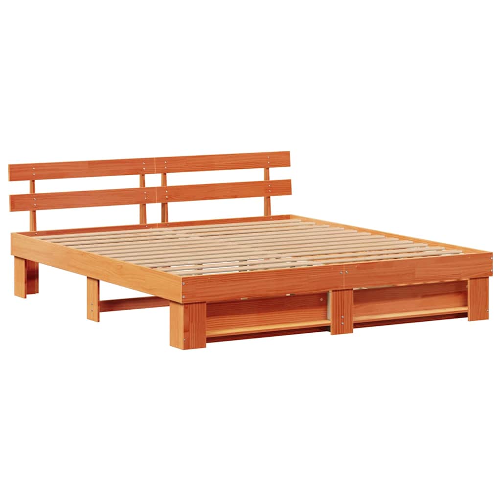 vidaXL Ramka łóżka Woskowy Brąz 200 x 200 cm Lite drewno sosnowe