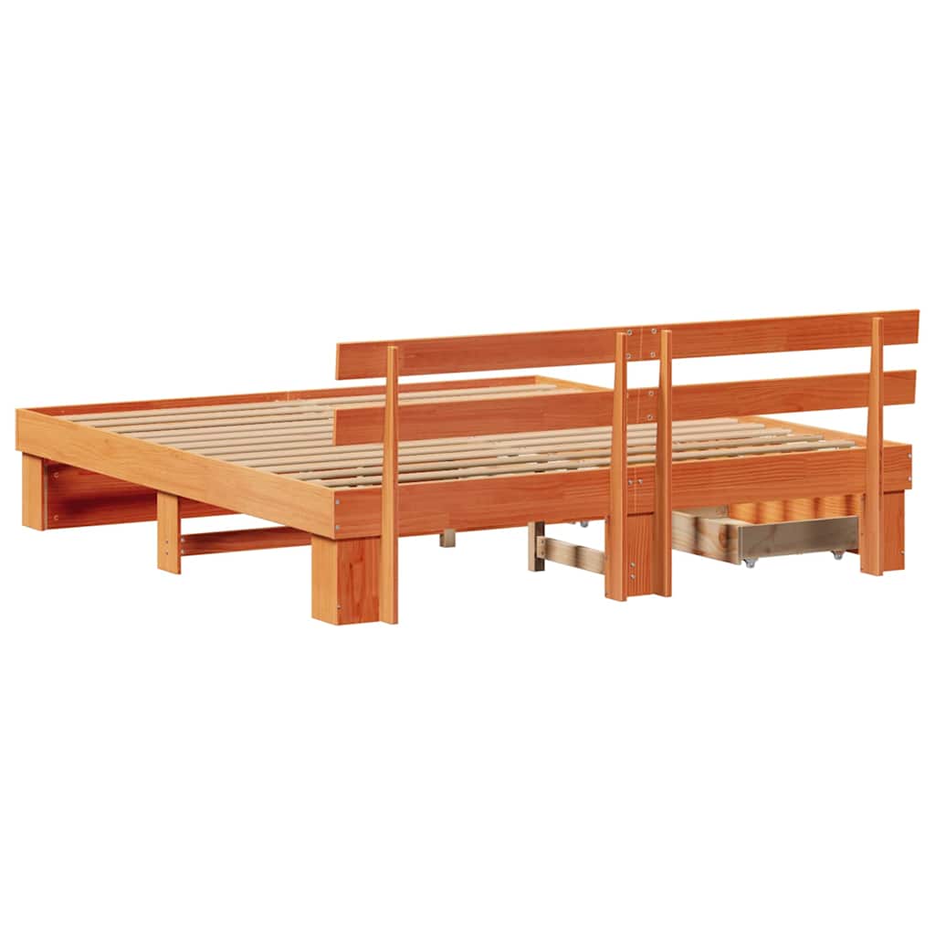 vidaXL Ramka łóżka Woskowy Brąz 200 x 200 cm Lite drewno sosnowe