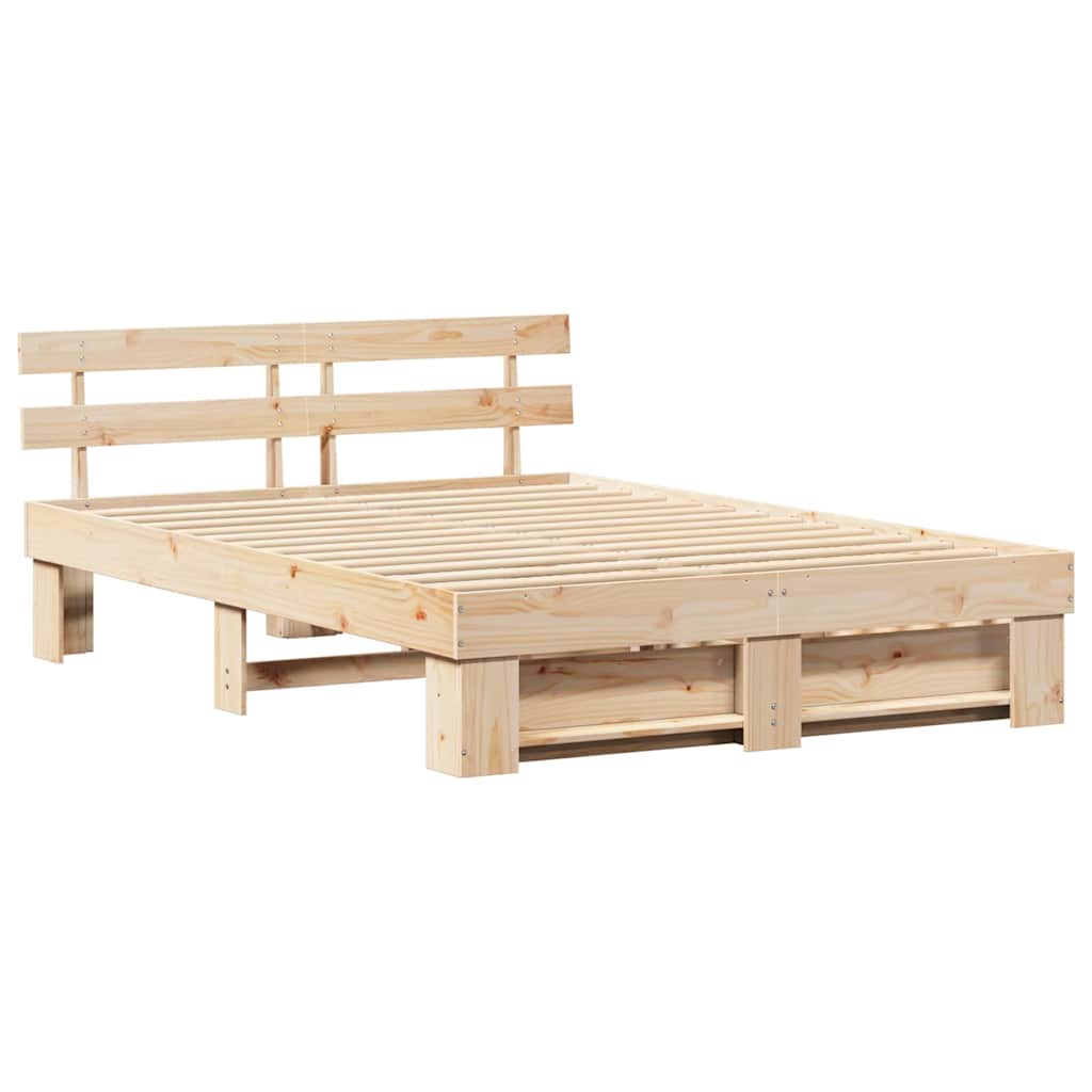 vidaXL Ramka łóżka z szufladą Brązowy 150 x 200 cm Lite drewno sosnowe