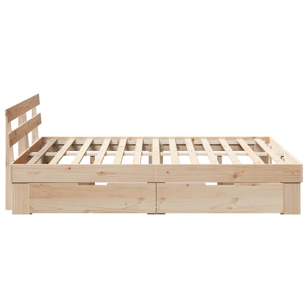 vidaXL Ramka łóżka z szufladą Brązowy 150 x 200 cm Lite drewno sosnowe