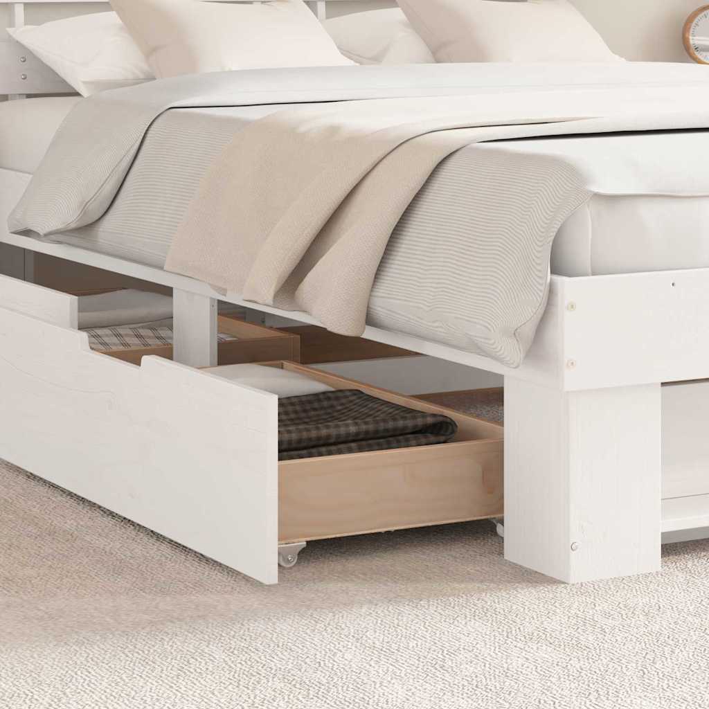 vidaXL Ramka łóżka Z zagłówkiem Biały 150 x 200 cm Lite drewno sosnowe