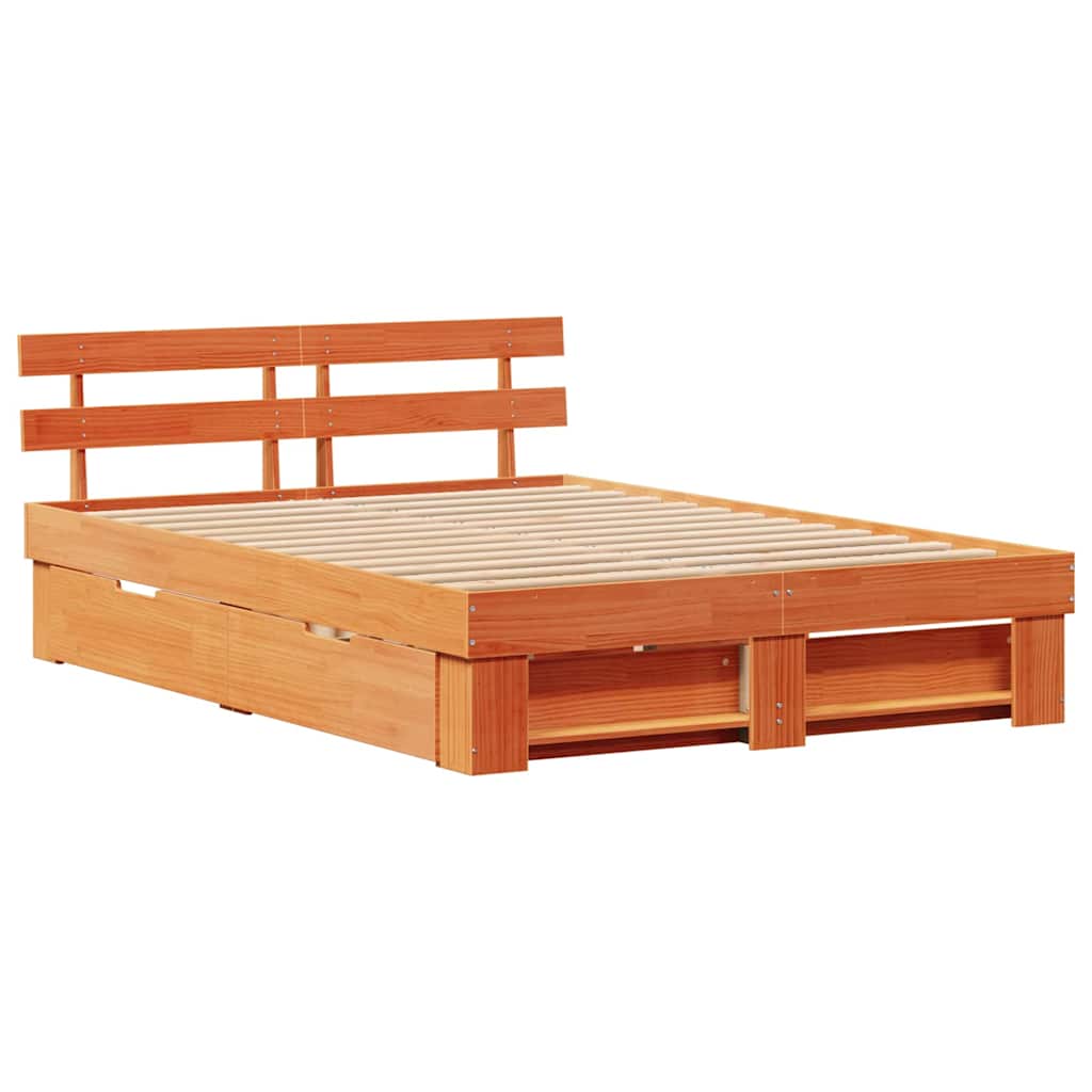 vidaXL Ramka łóżka Woskowy Brąz 150 x 200 cm Lite drewno sosnowe