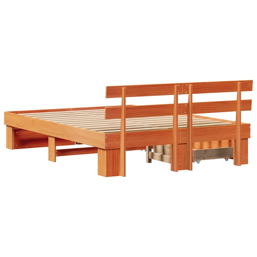 vidaXL Ramka łóżka Woskowy Brąz 150 x 200 cm Lite drewno sosnowe