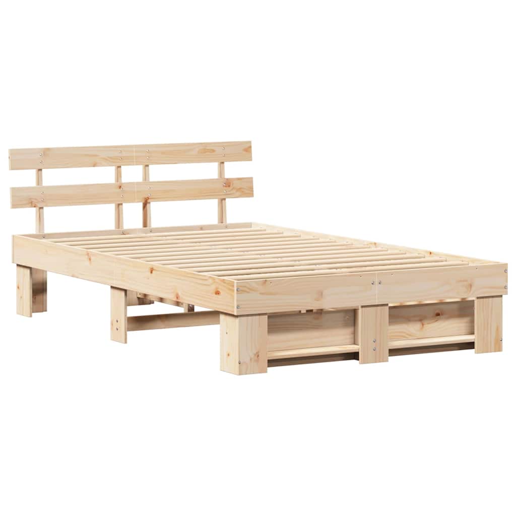 vidaXL Ramka łóżka z szufladą Brązowy 135 x 190 cm Lite drewno sosnowe