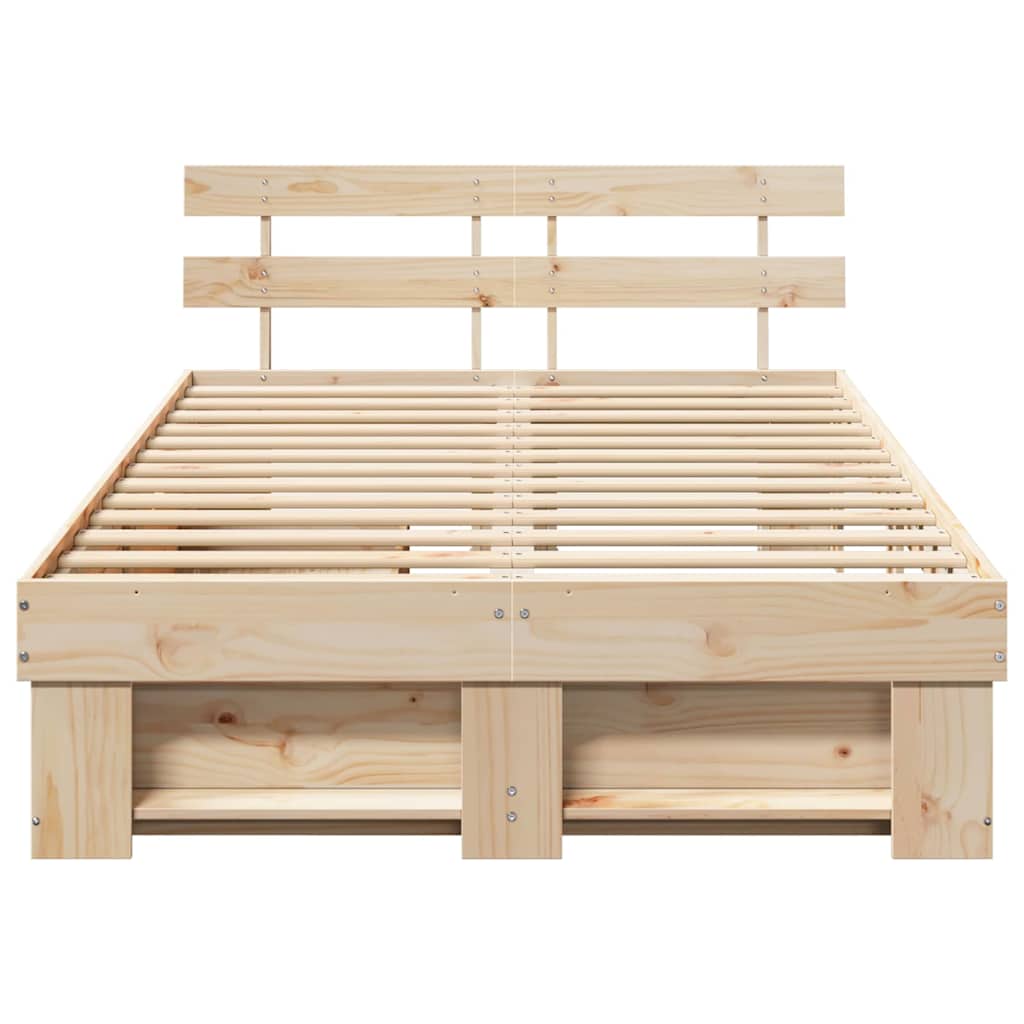 vidaXL Ramka łóżka z szufladą Brązowy 135 x 190 cm Lite drewno sosnowe