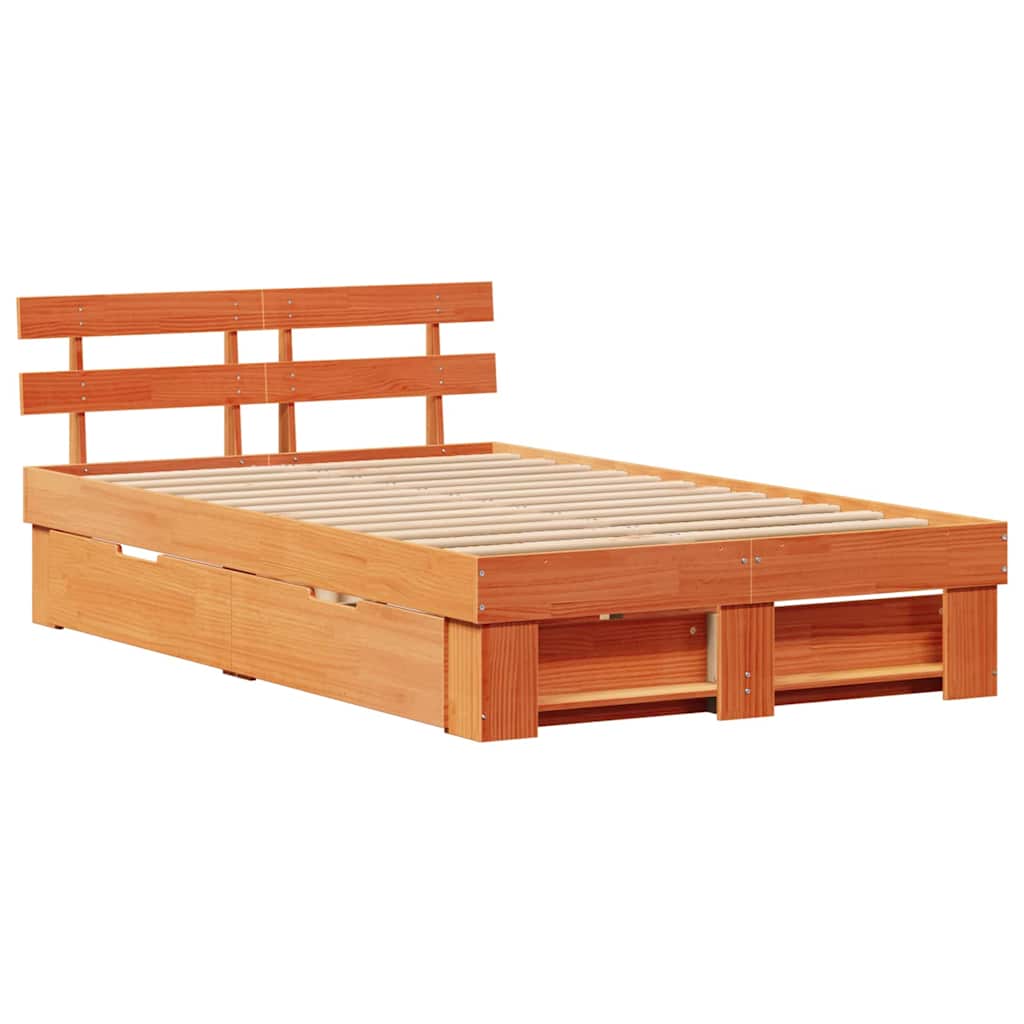 vidaXL Ramka łóżka Woskowy Brąz 135 x 190 cm Lite drewno sosnowe