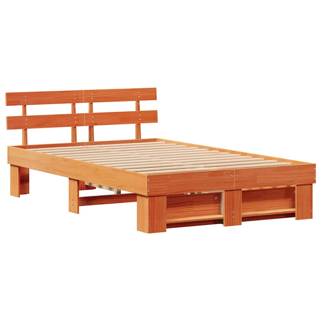 vidaXL Ramka łóżka Woskowy Brąz 135 x 190 cm Lite drewno sosnowe