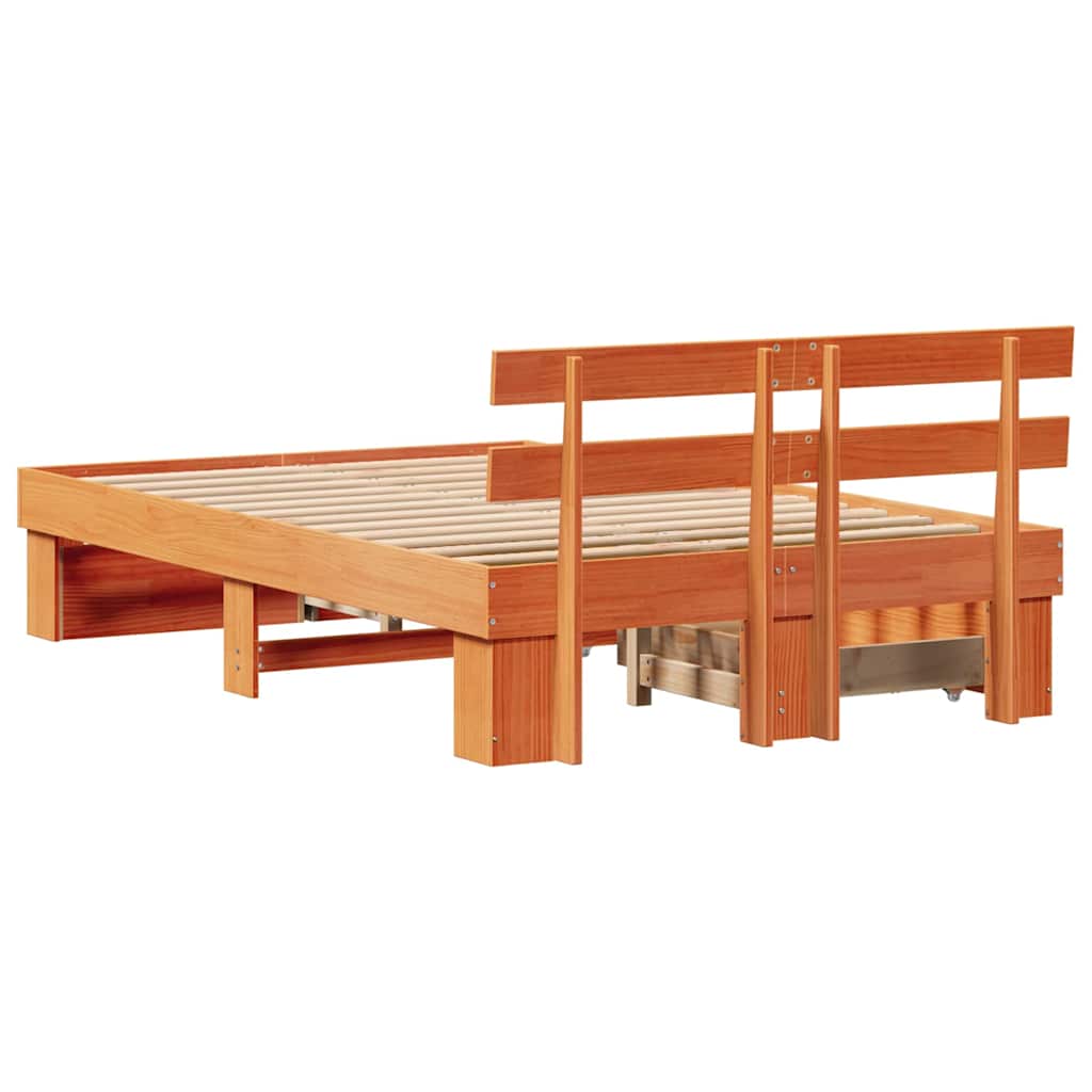 vidaXL Ramka łóżka Woskowy Brąz 135 x 190 cm Lite drewno sosnowe