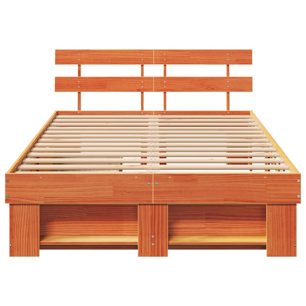 vidaXL Ramka łóżka Woskowy Brąz 135 x 190 cm Lite drewno sosnowe