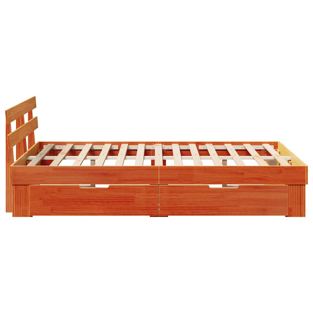 vidaXL Ramka łóżka Woskowy Brąz 135 x 190 cm Lite drewno sosnowe