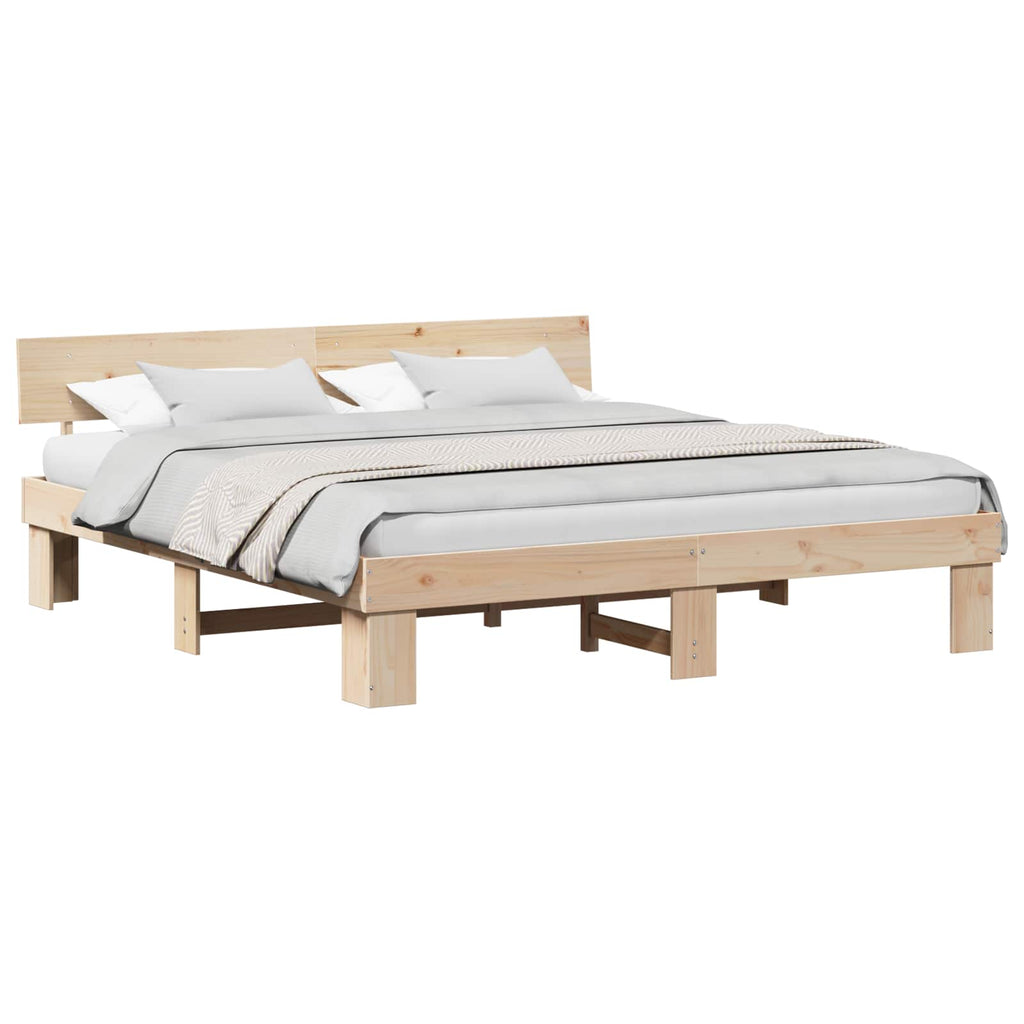 vidaXL Ramka łóżka Brązowy 200 x 200 cm Lite drewno sosnowe