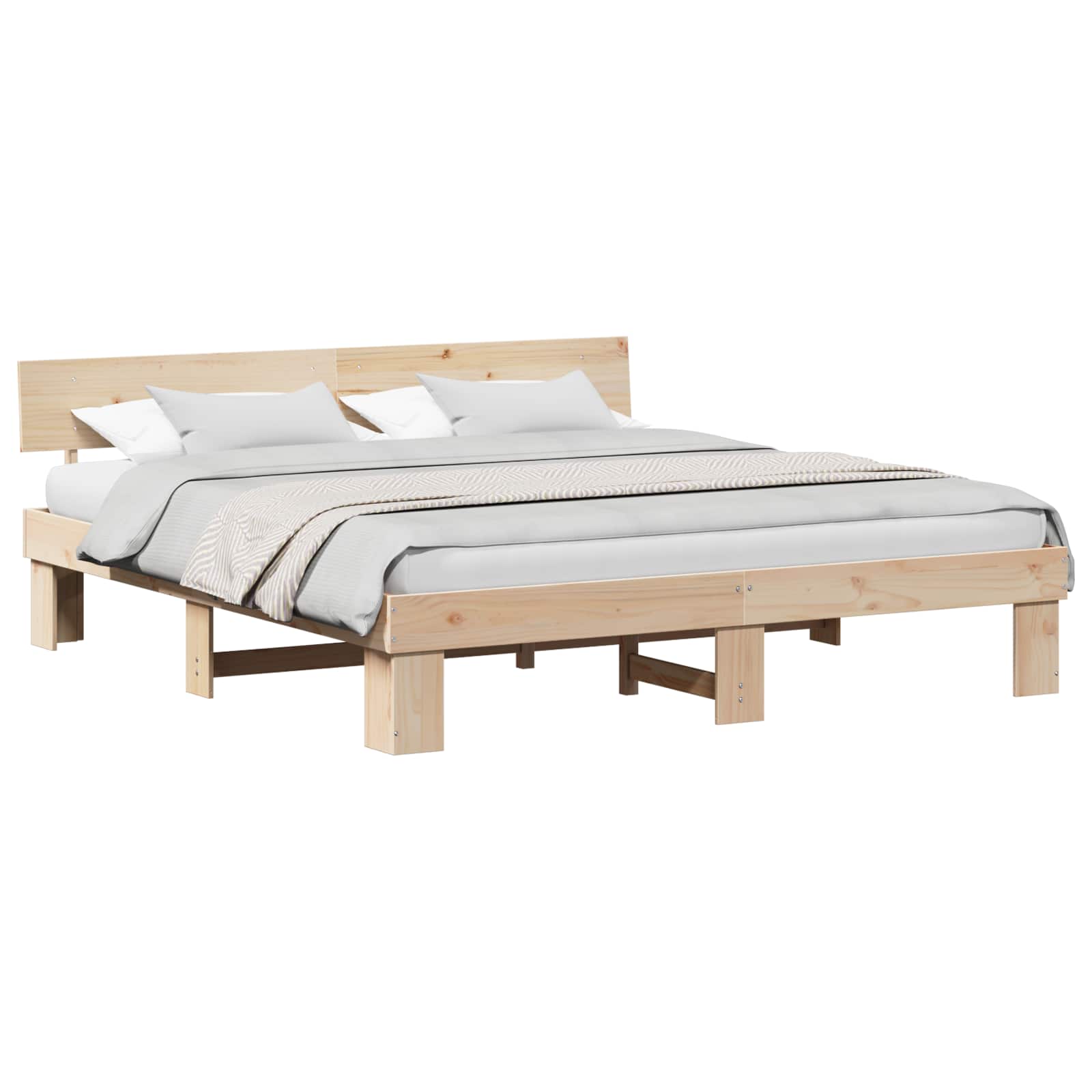 vidaXL Ramka łóżka Brązowy 200 x 200 cm Lite drewno sosnowe
