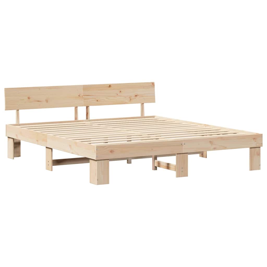 vidaXL Ramka łóżka Brązowy 200 x 200 cm Lite drewno sosnowe