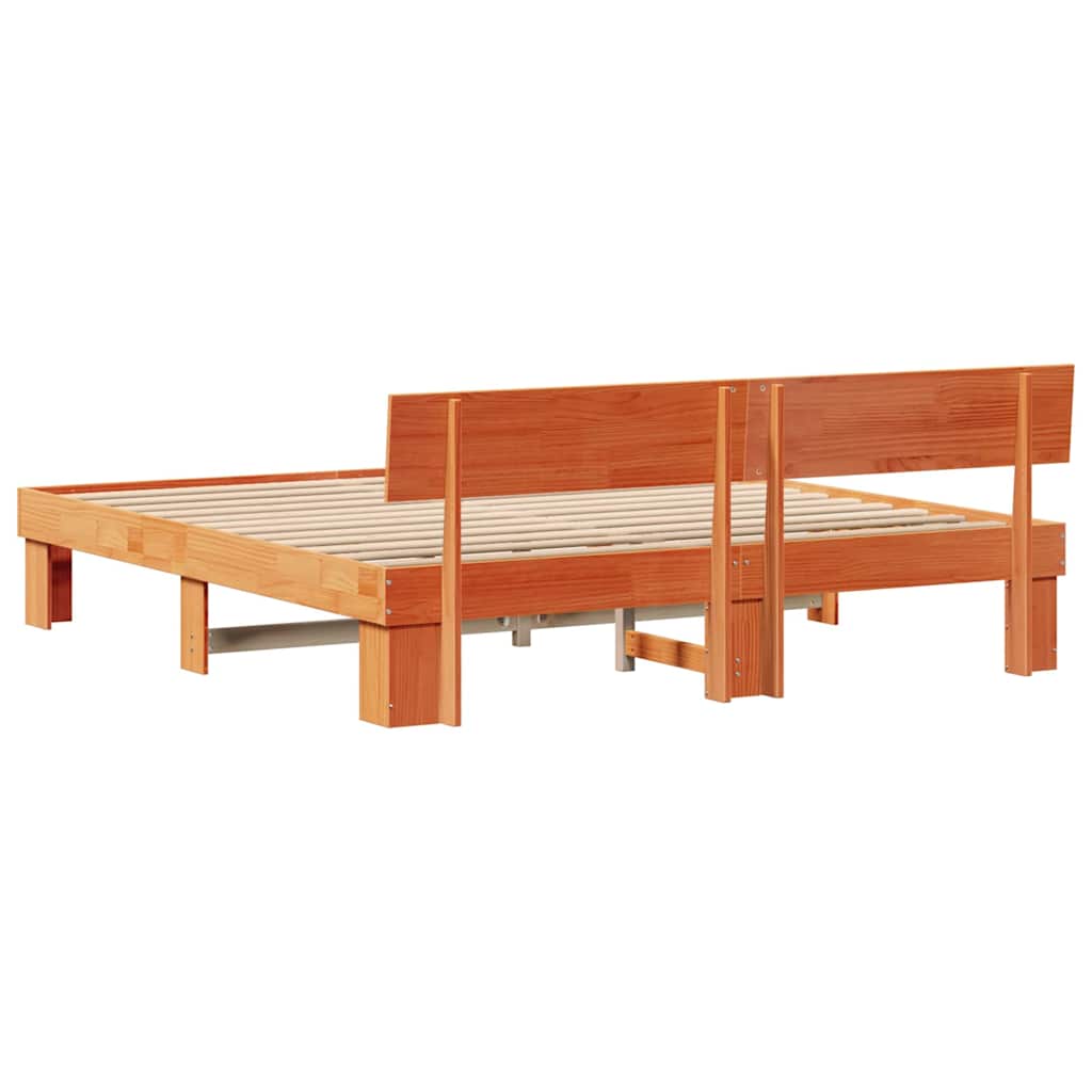 vidaXL Ramka łóżka Woskowy Brąz 200 x 200 cm Lite drewno sosnowe