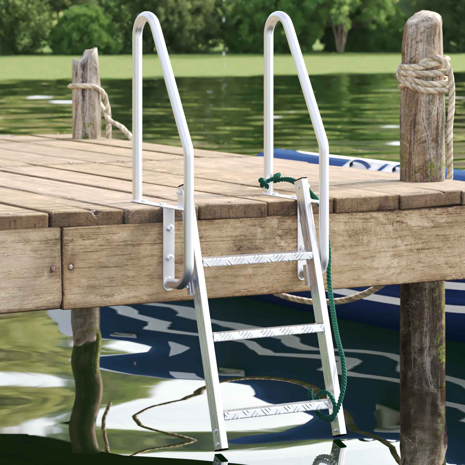 vidaXL Drabinka dokowa 3-stopniowa Srebrny 58 x 77 x 144 cm Aluminium