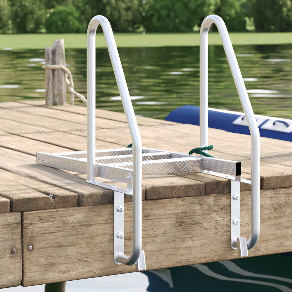 vidaXL Drabinka dokowa 3-stopniowa Srebrny 58 x 77 x 144 cm Aluminium