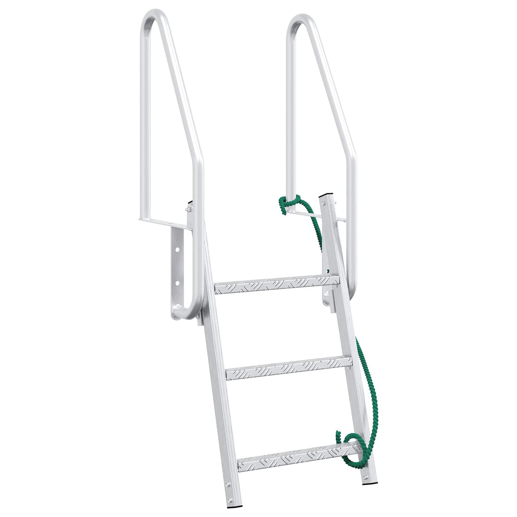 vidaXL Drabinka dokowa 3-stopniowa Srebrny 58 x 77 x 144 cm Aluminium
