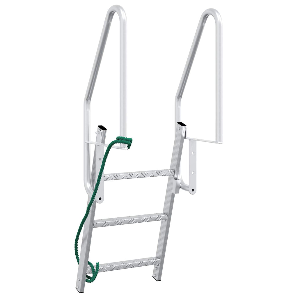 vidaXL Drabinka dokowa 3-stopniowa Srebrny 58 x 77 x 144 cm Aluminium