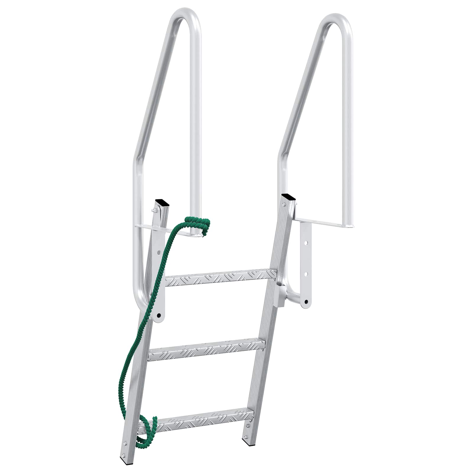vidaXL Drabinka dokowa 3-stopniowa Srebrny 58 x 77 x 144 cm Aluminium