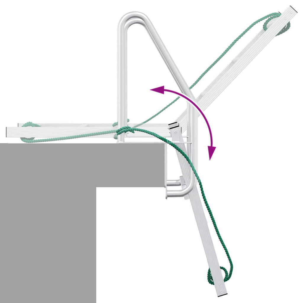 vidaXL Drabinka dokowa 3-stopniowa Srebrny 58 x 77 x 144 cm Aluminium
