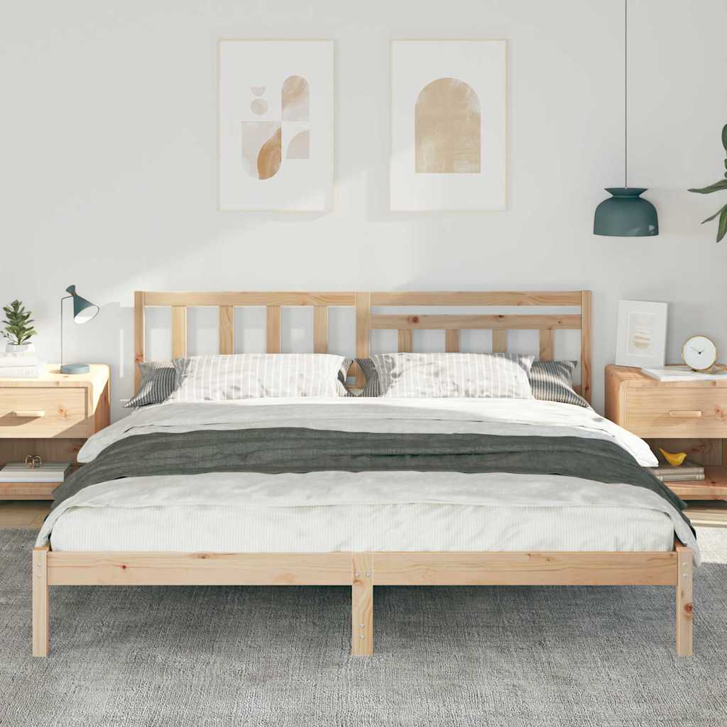 vidaXL Ramka łóżka Brązowy 200 x 200 cm Lite drewno sosnowe