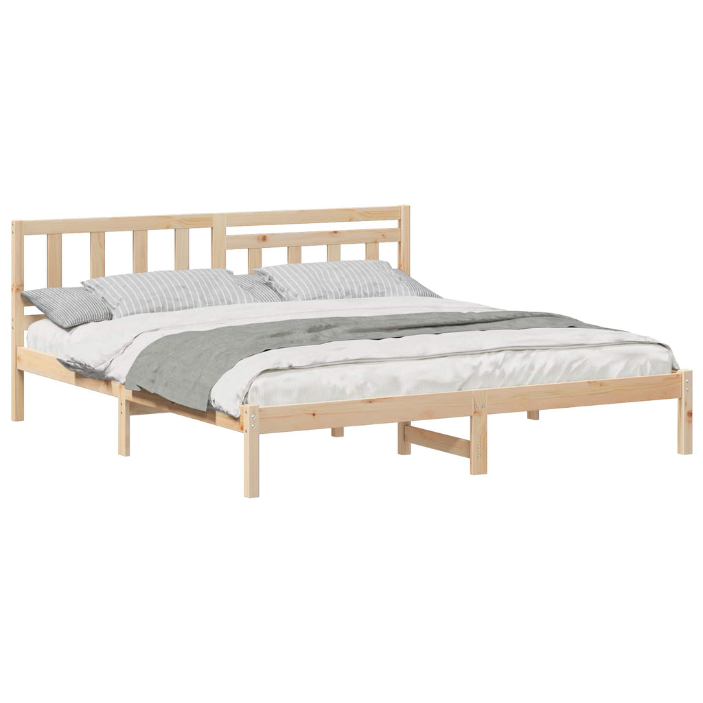 vidaXL Ramka łóżka Brązowy 200 x 200 cm Lite drewno sosnowe