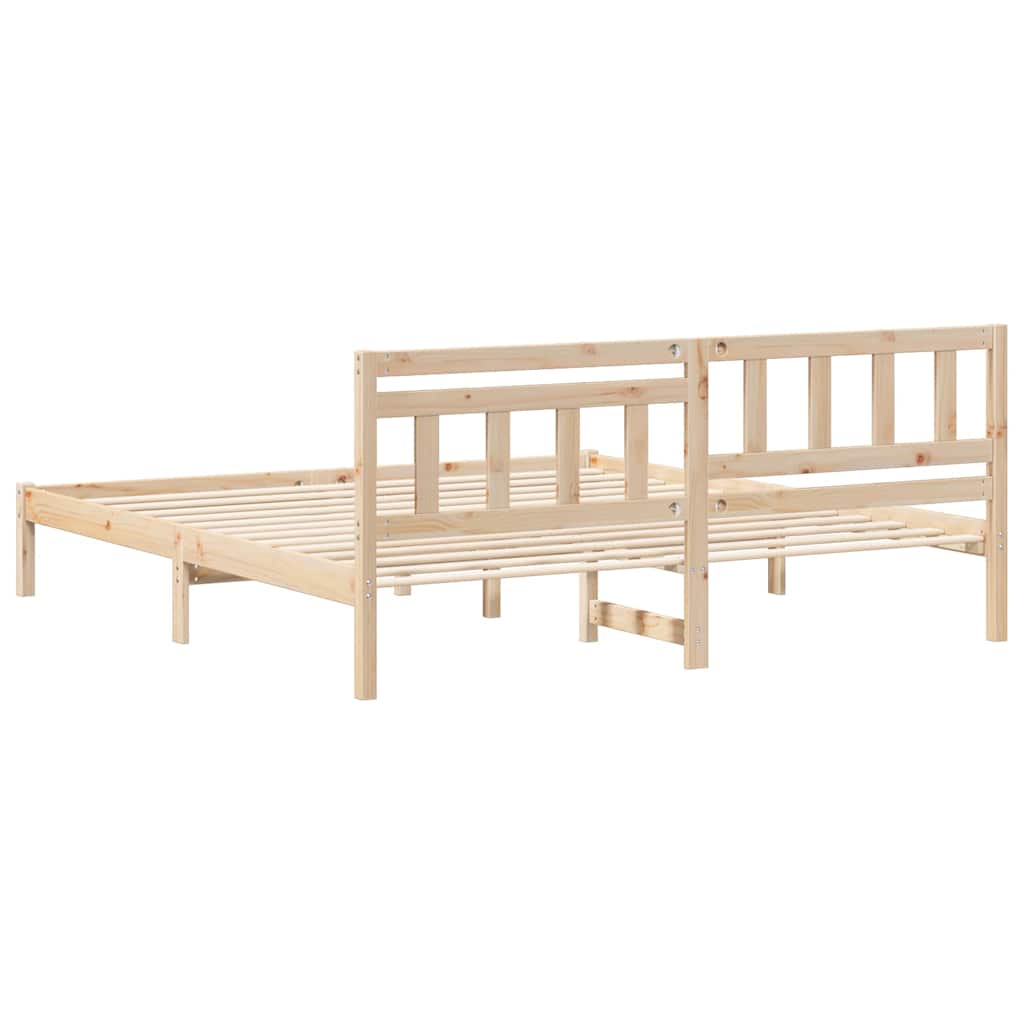 vidaXL Ramka łóżka Brązowy 200 x 200 cm Lite drewno sosnowe