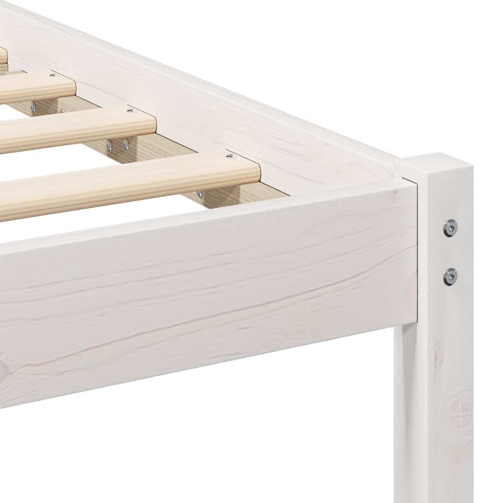 vidaXL Ramka łóżka Z zagłówkiem Biały 180 x 200 cm Lite drewno sosnowe