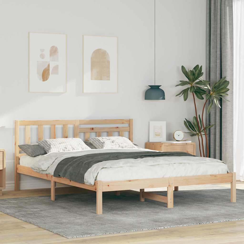 vidaXL Ramka łóżka Brązowy 150 x 200 cm Lite drewno sosnowe