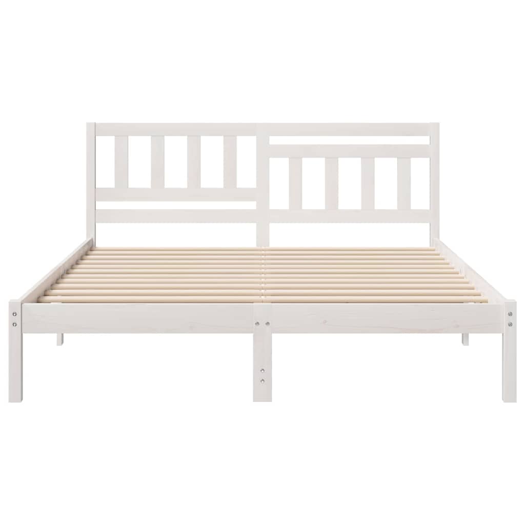 vidaXL Ramka łóżka Z zagłówkiem Biały 150 x 200 cm Lite drewno sosnowe