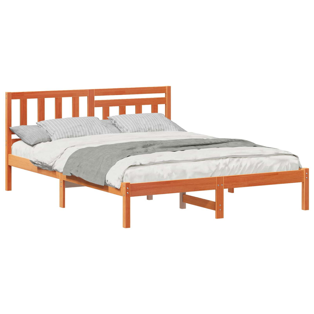 vidaXL Ramka łóżka Woskowy Brąz 150 x 200 cm Lite drewno sosnowe
