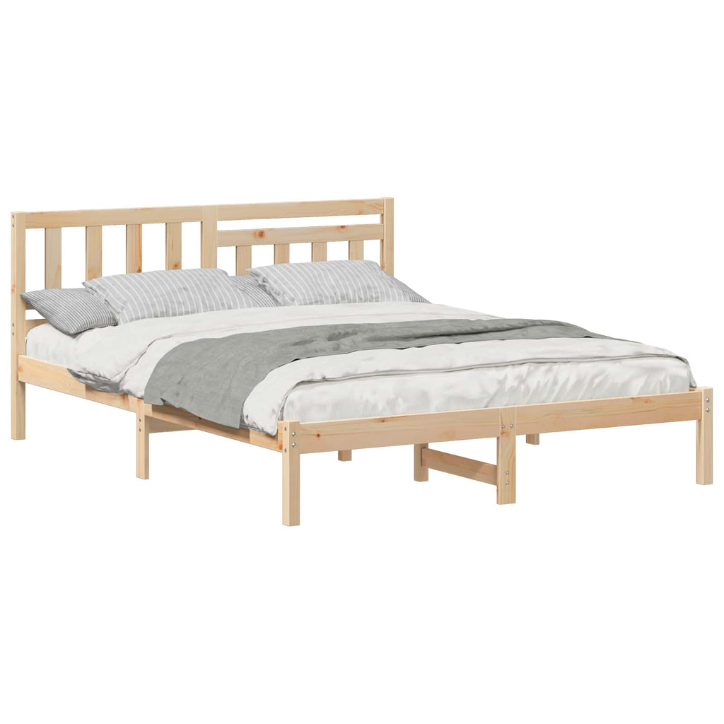 vidaXL Ramka łóżka Brązowy 140 x 200 cm Lite drewno sosnowe