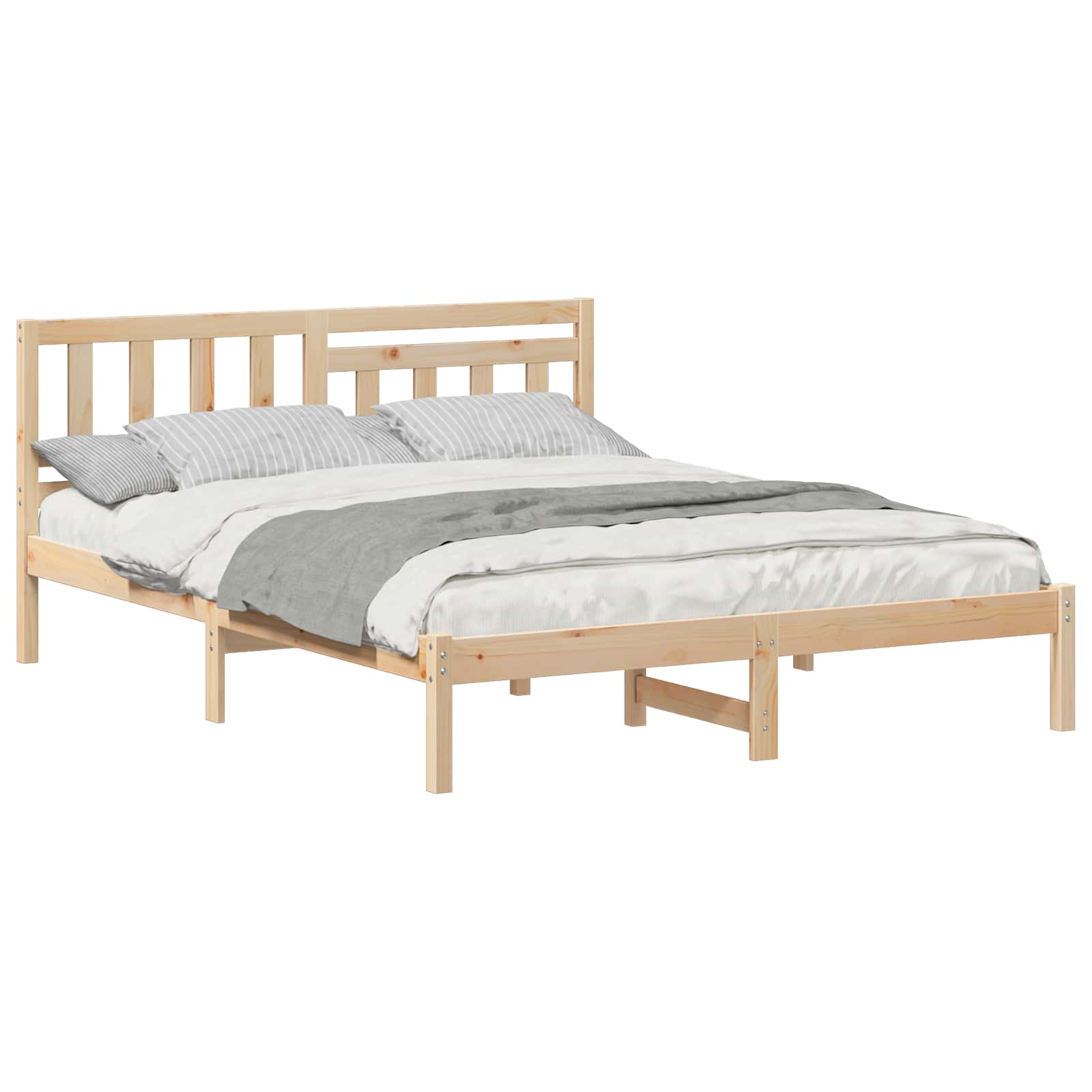 vidaXL Ramka łóżka Brązowy 140 x 200 cm Lite drewno sosnowe